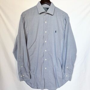 Men's Polo Blue Checkered Long-Sleeve Shirt